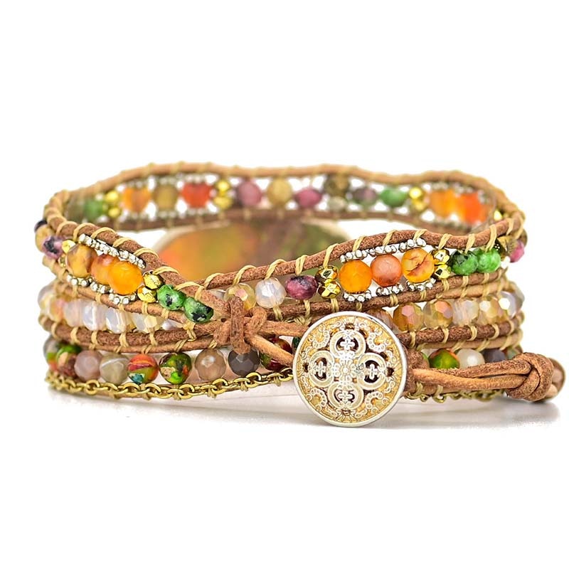 HamsaCharm - Elegante Wikkelarmband met Amazonietsteen