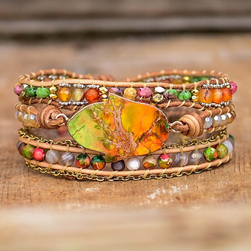 HamsaCharm - Elegante Wikkelarmband met Amazonietsteen