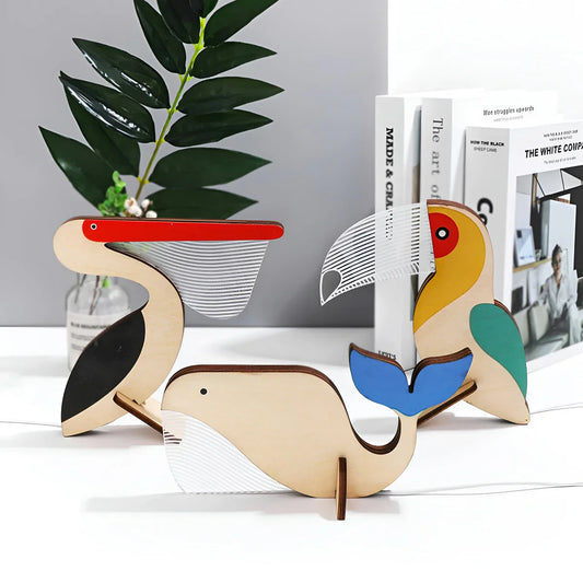 WildGlow – Houten Tafellamp met Dierenmotief