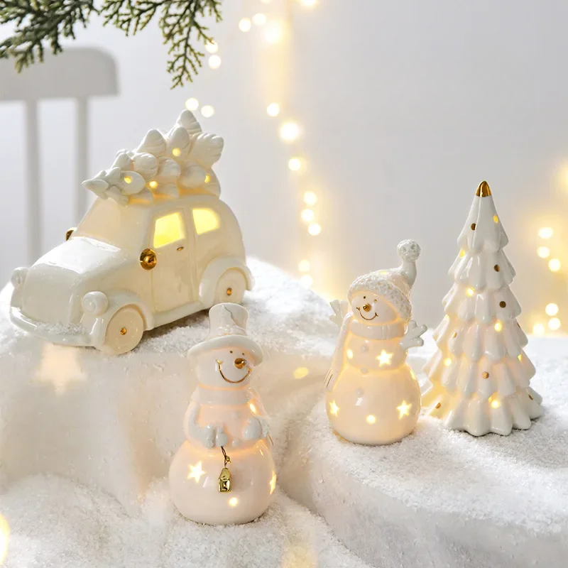 Magisc Kerstdecoratie - Verlichte Keramische Sneeuwman voor Feestdecoratie