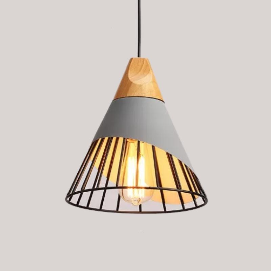 Moderne Industriële Hanglamp in Scandinavische Stijl – Hout & Metaal