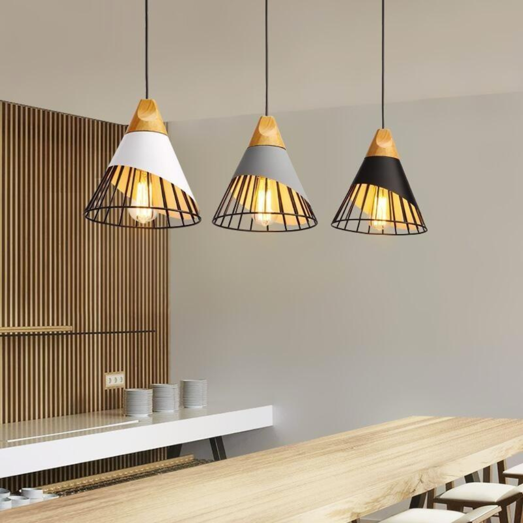 Moderne Industriële Hanglamp in Scandinavische Stijl – Hout & Metaal