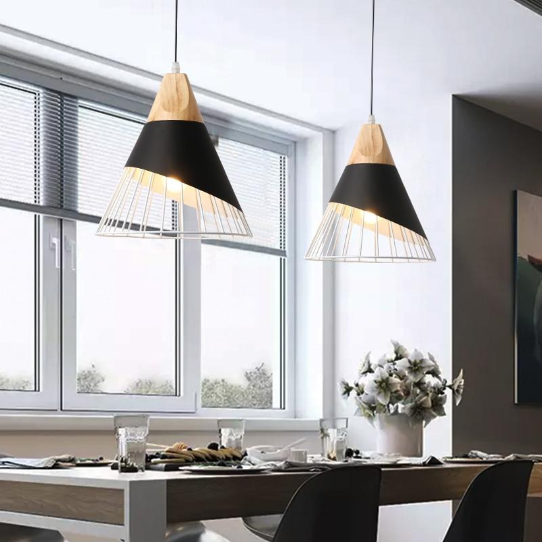 Moderne Industriële Hanglamp in Scandinavische Stijl – Hout & Metaal