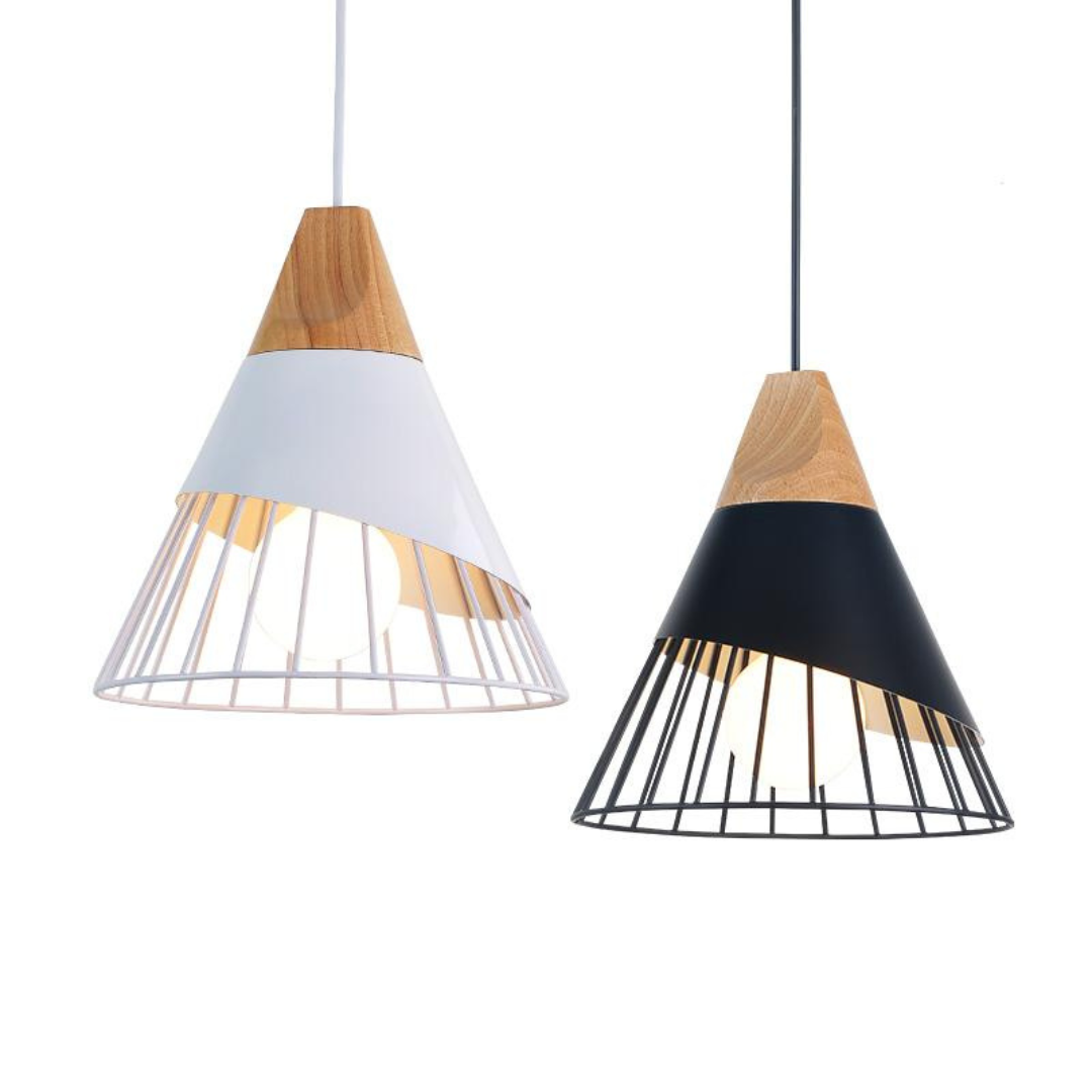 Moderne Industriële Hanglamp in Scandinavische Stijl – Hout & Metaal
