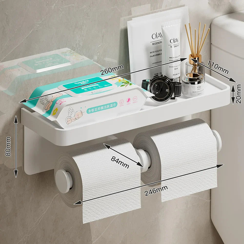 LuxeHold – Stijlvolle Multifunctionele Toiletrolhouder