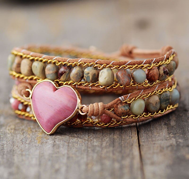 Rhodochrosite Heart Bracelet – Helende Energie voor Jouw Ziel