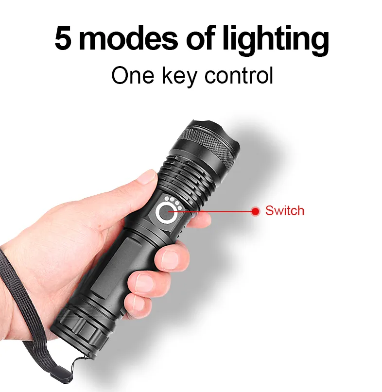 LumiBeam Zaklamp - Krachtige Oplaadbare LED Zaklamp