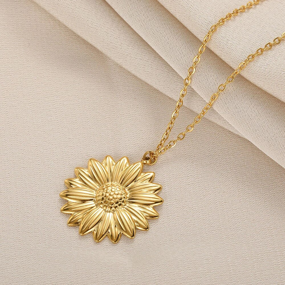 SunBlossom Necklace - Elegante Zonnebloem Medaillon