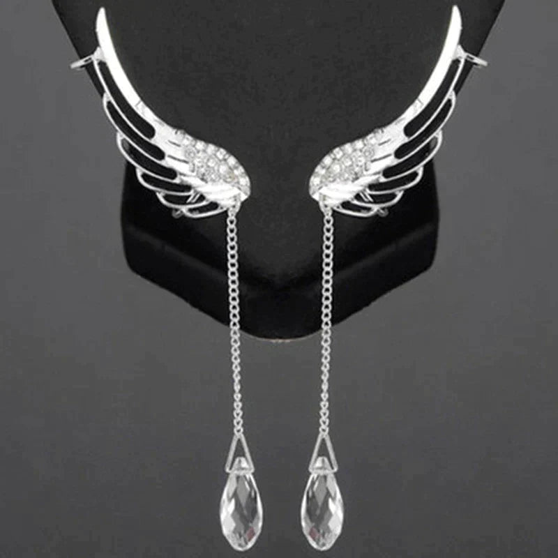 Betoverende Lange Engelenvleugel Oormanchetten | Unieke en Elegante Oorbellen