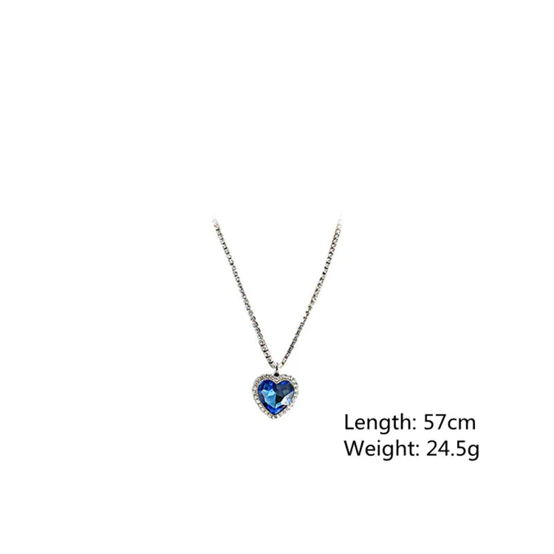 Verleidelijke Blauw Kristal Hartketting | Tijdloze Elegantie en Stijl