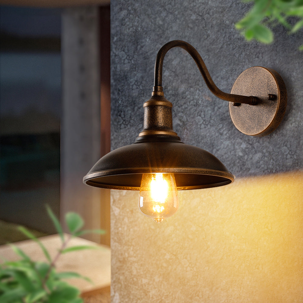 Alessio Vintage Geïnspireerde Komvormige Antiek Messing Waterdichte Buitenwandlamp - IP65 Geclassificeerd