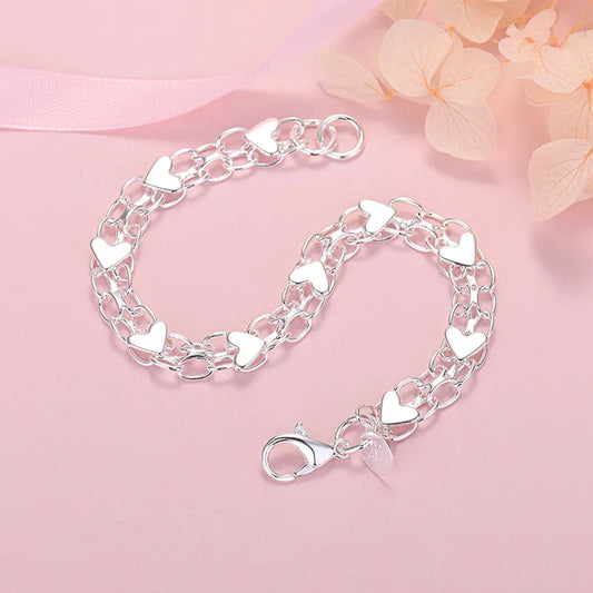 Elegante Luxe Zilveren Hartarmband – Tijdloos en Chic