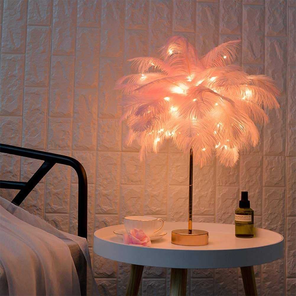 OstrichGlow Nightlight - Unieke Sfeerlamp met Roze Voet