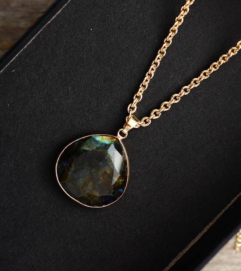 Labradorite Aura Necklace - Elegante Energie Sieraden
