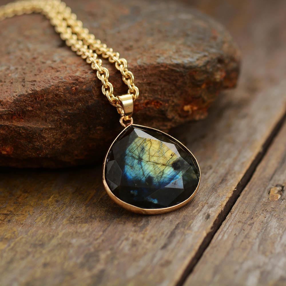 Labradorite Aura Necklace - Elegante Energie Sieraden