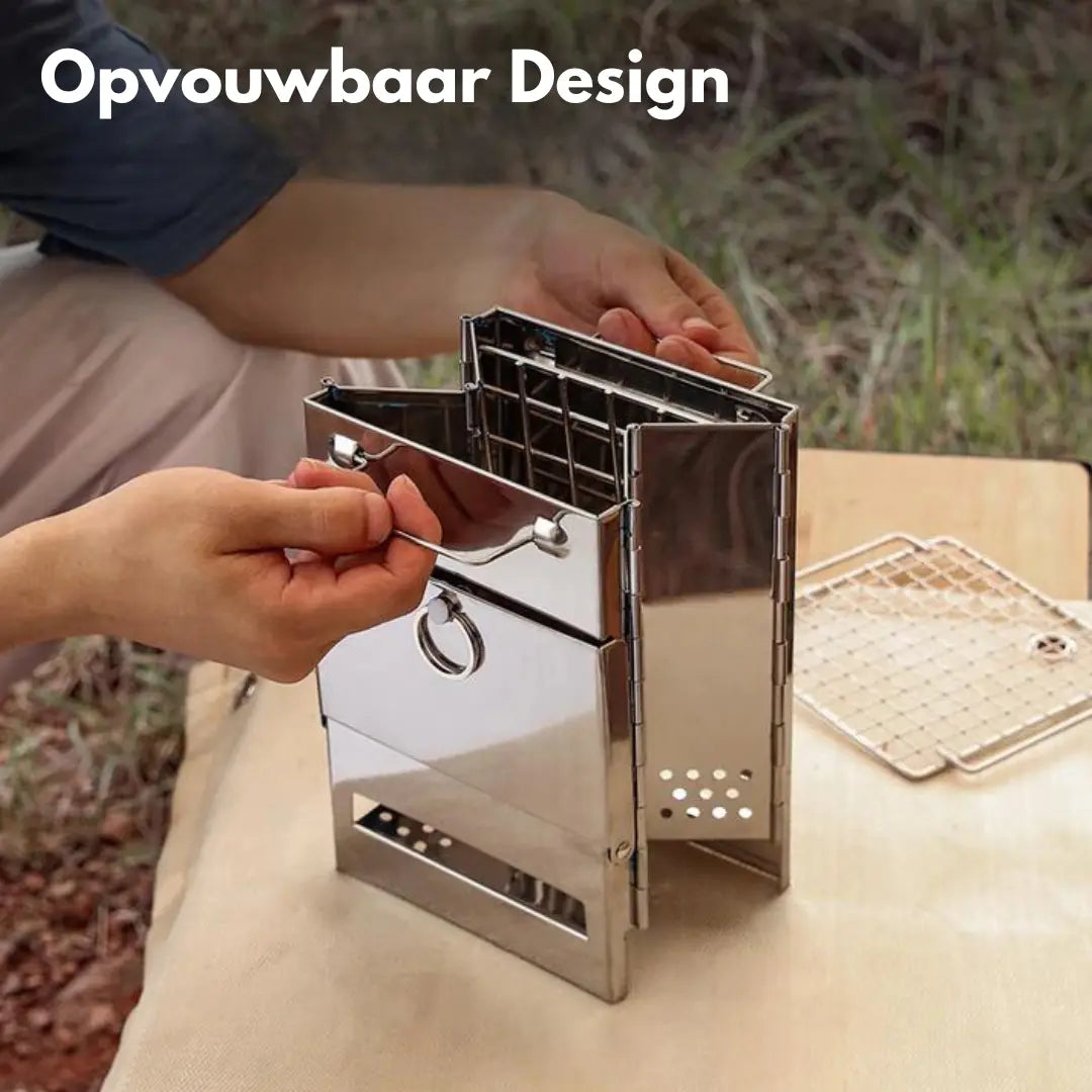 TrailFlame – Stijlvolle Opvouwbare Houtkachel van RVS