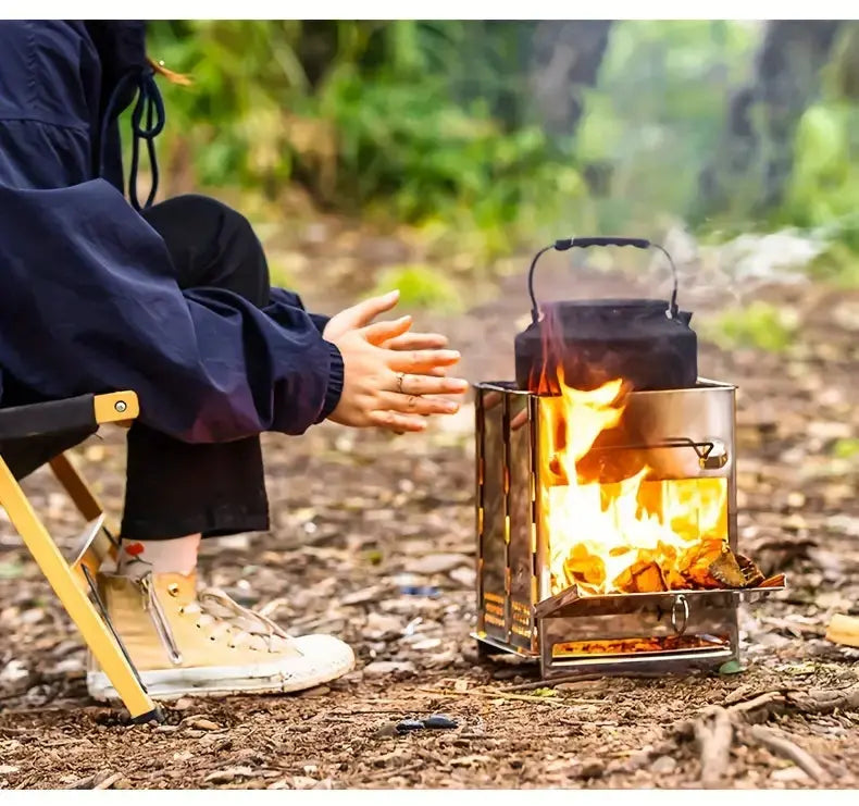 TrailFlame – Stijlvolle Opvouwbare Houtkachel van RVS