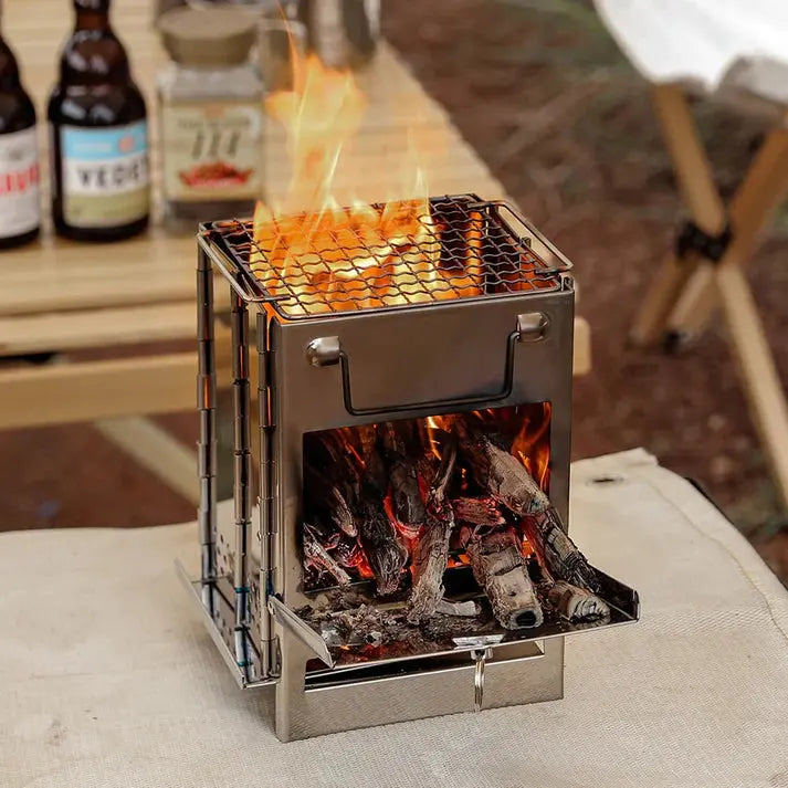 TrailFlame – Stijlvolle Opvouwbare Houtkachel van RVS