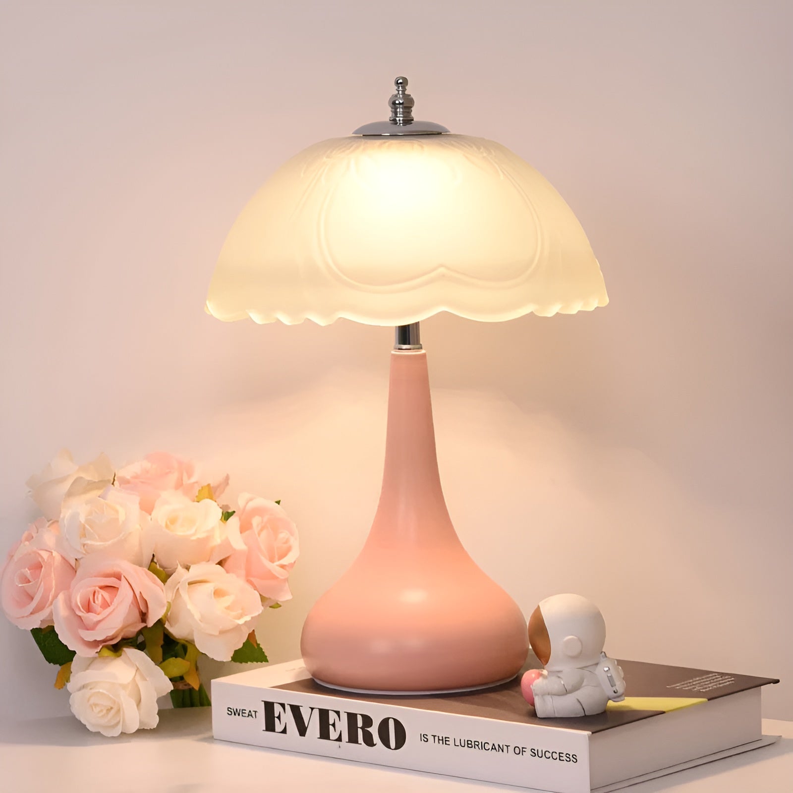 Eleganza Luxe Tafellamp – Tijdloze Paddenstoelvorm met LED Dimfunctie in Zachte Kleuren