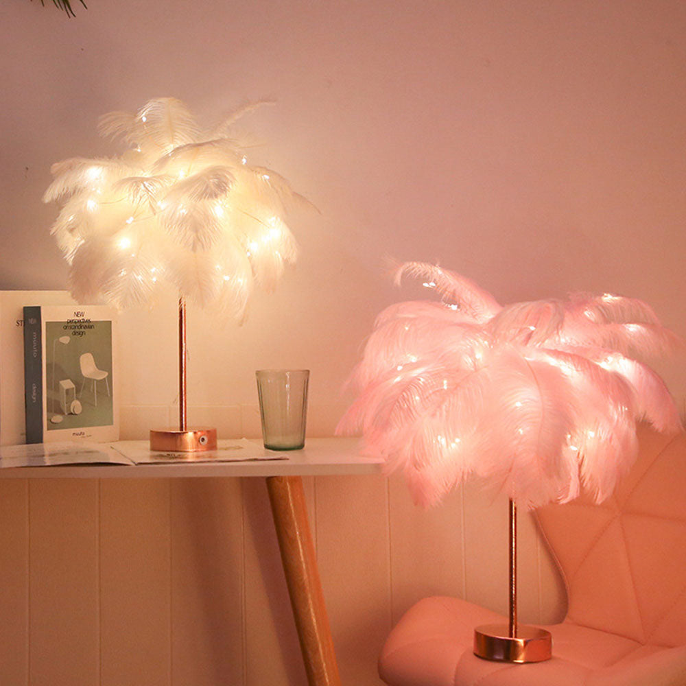 OstrichGlow Nightlight - Unieke Sfeerlamp met Roze Voet