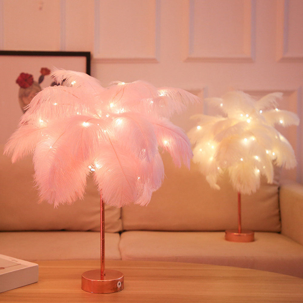 OstrichGlow Nightlight - Unieke Sfeerlamp met Roze Voet