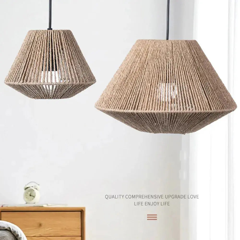 Elegante Rotan Hanglamp – Rustieke Geometrische Verlichting voor Elke Ruimte