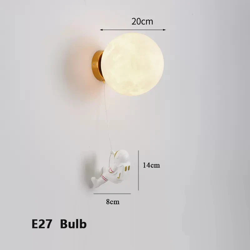 LunarGlow Wall Lamp - Maanvormige Astronaut Verlichting