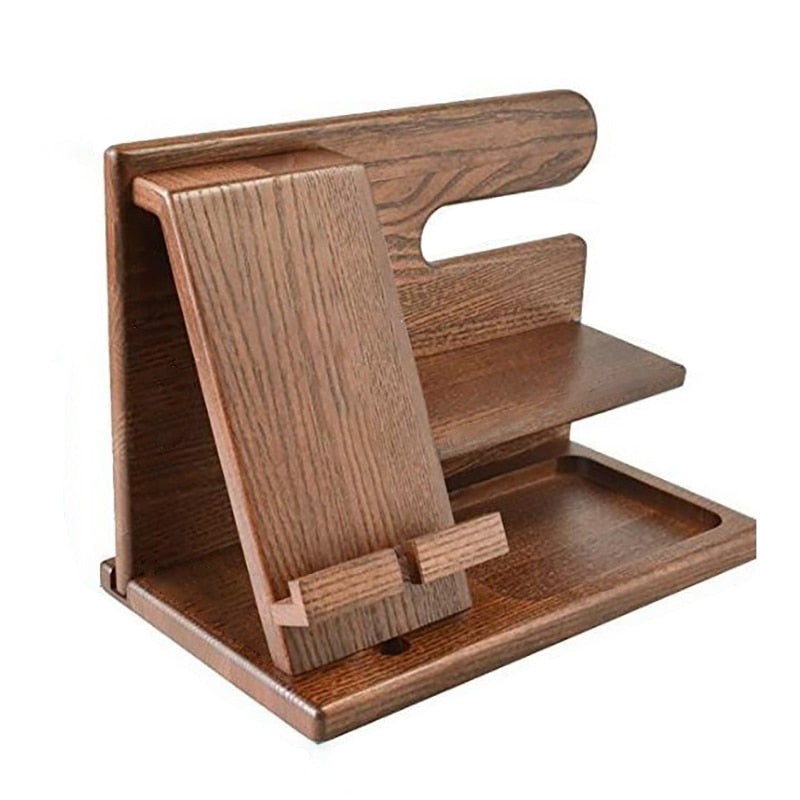 WoodDock – Stijlvolle Houten Organizer voor Apparaten