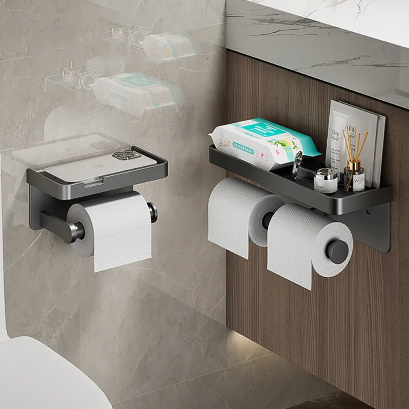 LuxeHold – Stijlvolle Multifunctionele Toiletrolhouder