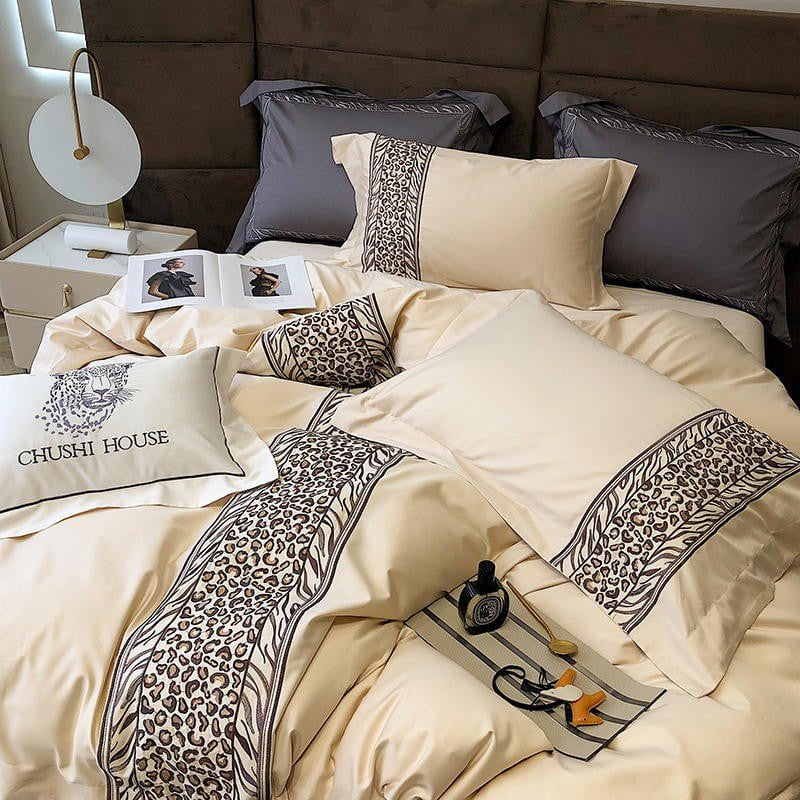 Leopard Grey – Luxe Dekbedovertrekset van Egyptisch Katoen