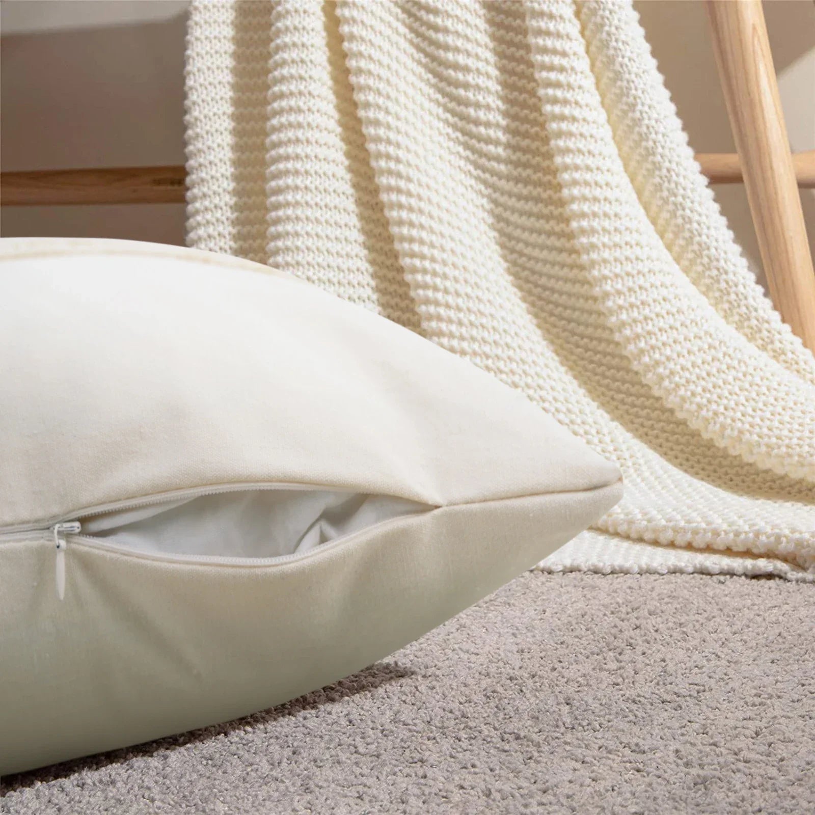 Bohemian Kussenhoes - Geometrisch Kussenhoes in Beige met Franjes