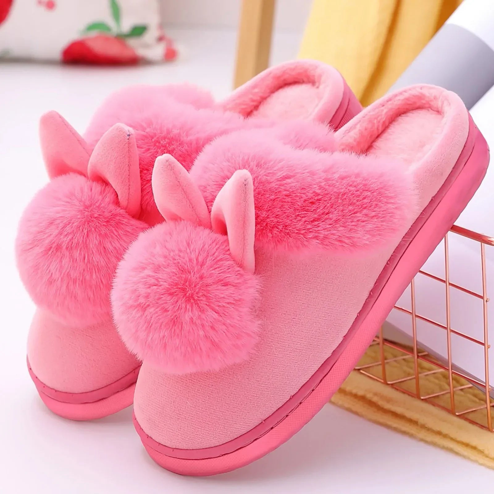 Plush Bunny Pantofells - Luxe Pluche Pantoffels met Schattige Konijnenoren voor Thuis