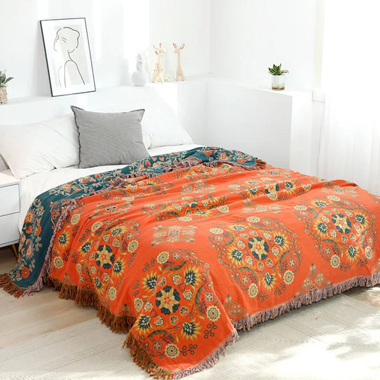 Boho Luxe Katoenen Deken - Elegantie en Comfort Voor Jouw Interieur