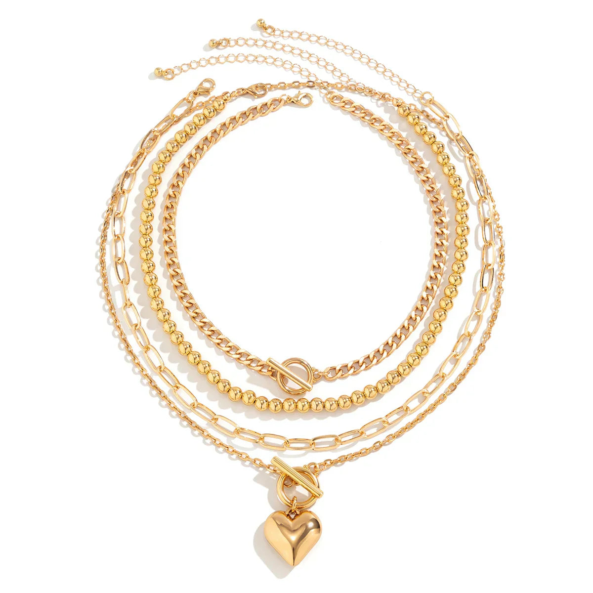 HeartGleam Necklace Set – Elegante Gouden Harthangers