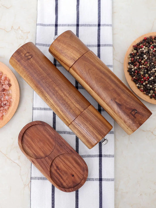 WoodSpice - Luxe Houten Peper- en Zoutmolen Set
