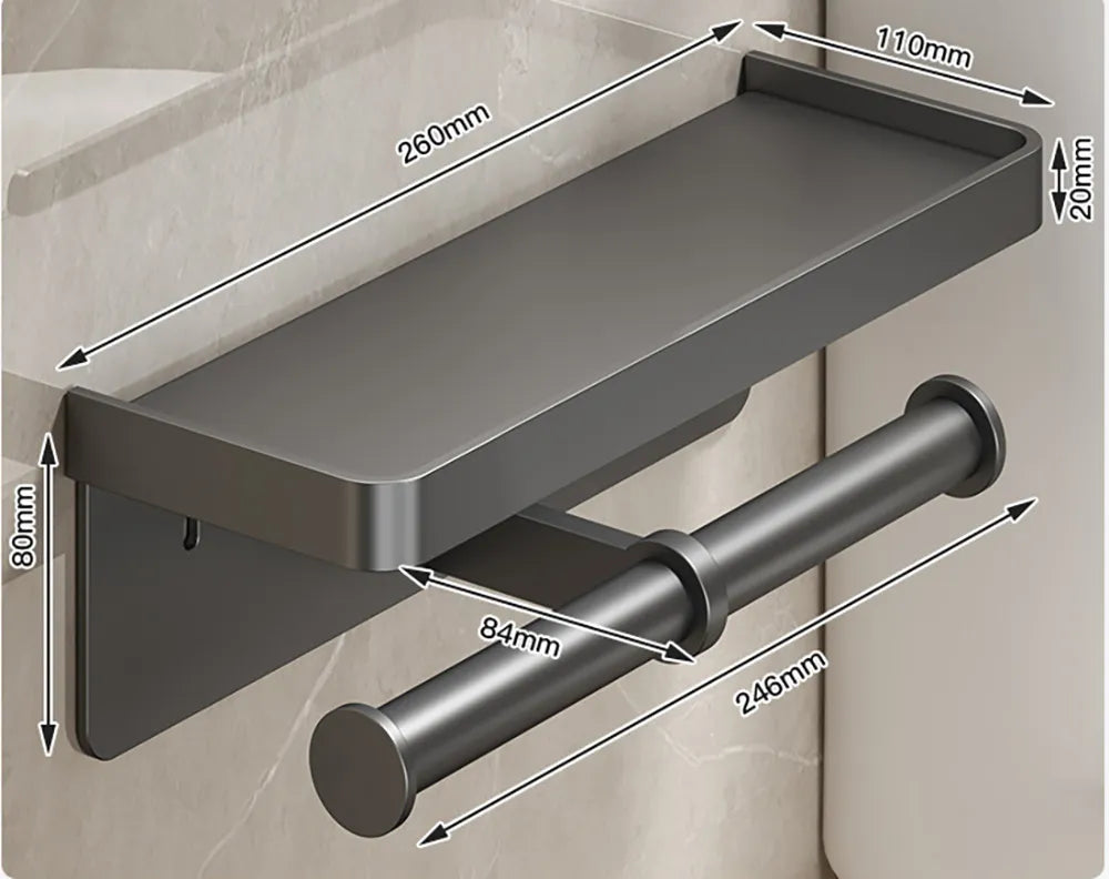 LuxeHold – Stijlvolle Multifunctionele Toiletrolhouder