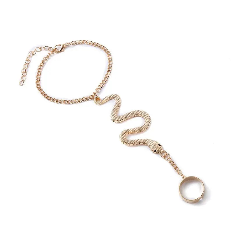 SerpentElegance – Luxe Slangenarmband en Ring Set