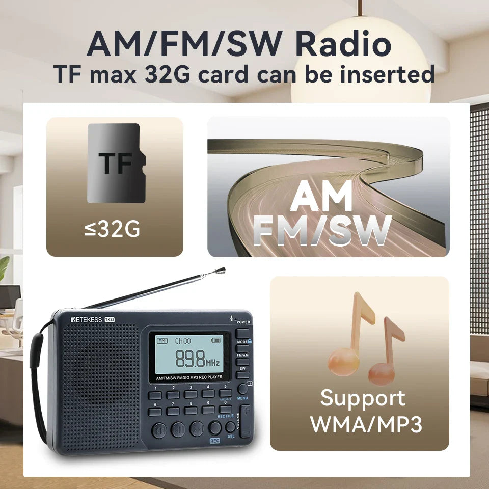 EchoWave - Draagbare Retro Radio met Krachtig Geluid