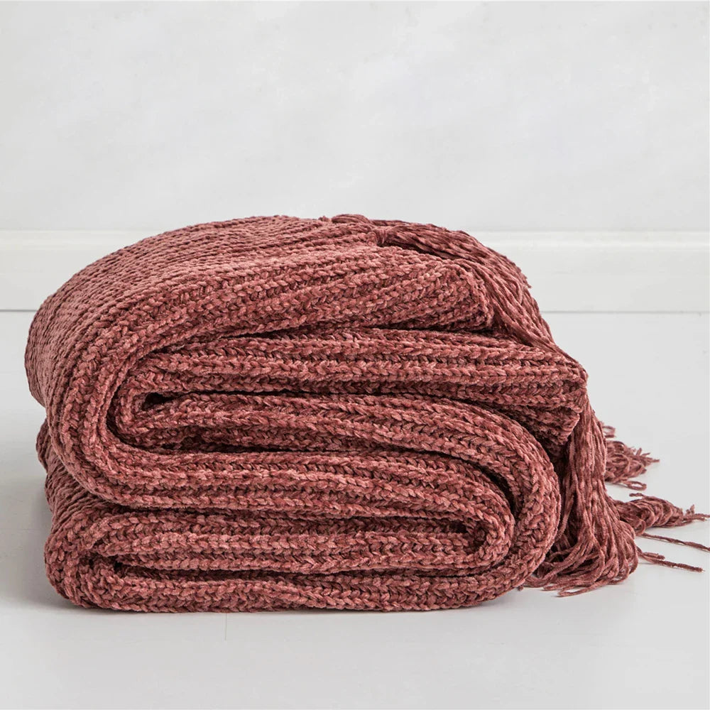 HeartCozy Blanket – Luxe Chenille Deken met Hartfranjes