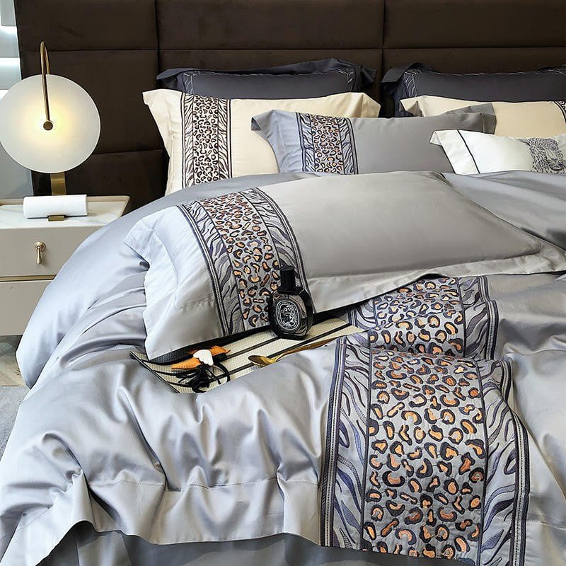 Leopard Grey – Luxe Dekbedovertrekset van Egyptisch Katoen