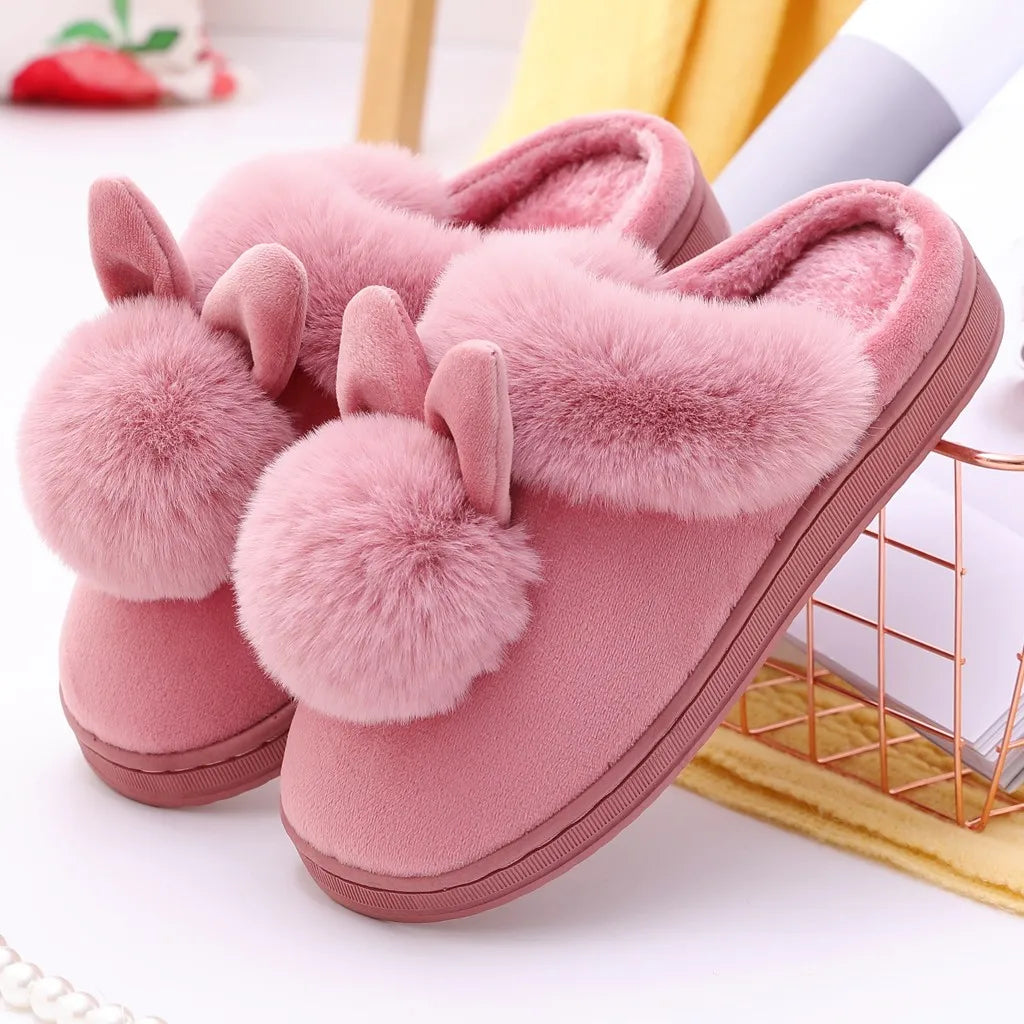Plush Bunny Pantofells - Luxe Pluche Pantoffels met Schattige Konijnenoren voor Thuis