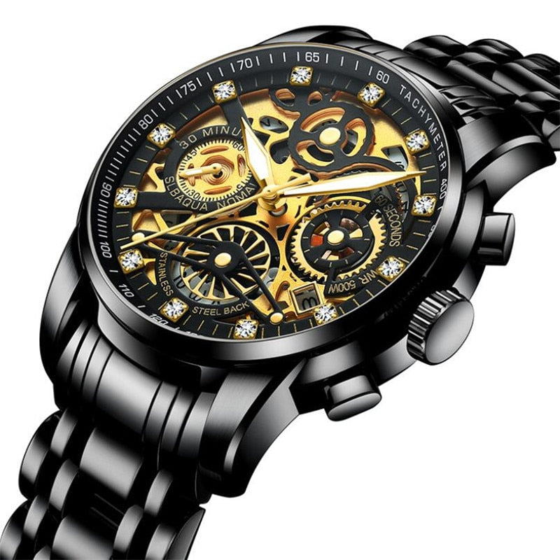 SkeletonWatch - Stijlvol Herenhorloge met Zwart Design