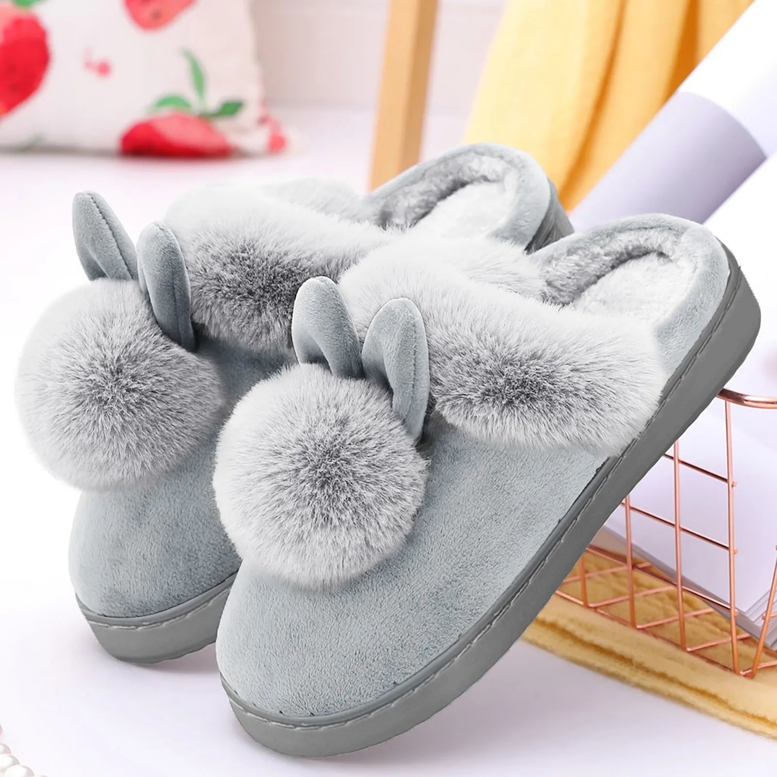 Plush Bunny Pantofells - Luxe Pluche Pantoffels met Schattige Konijnenoren voor Thuis