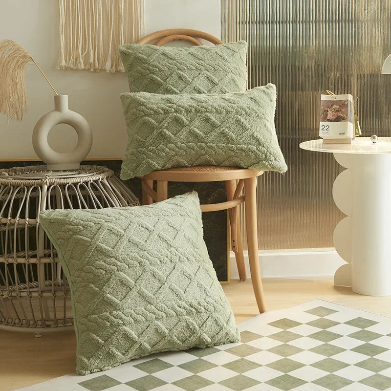 SilkAura Décor Kussenhoes - Luxe Comfort met Geometrische Jacquard