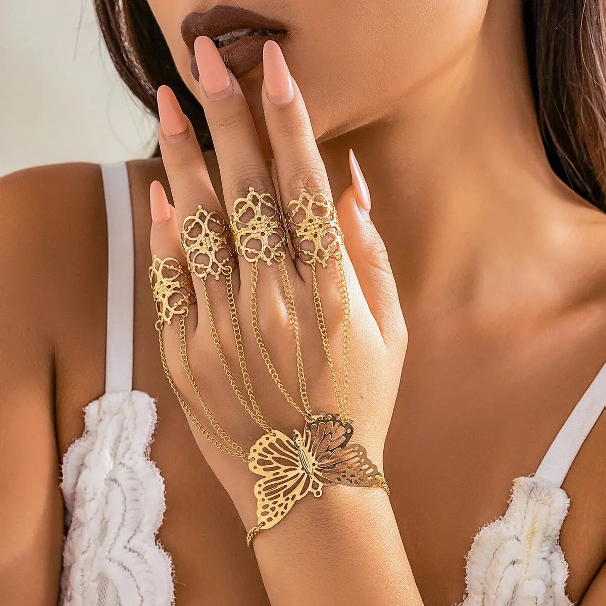 ButterflyElegance - Luxe Vlinder Armband en Ring Set