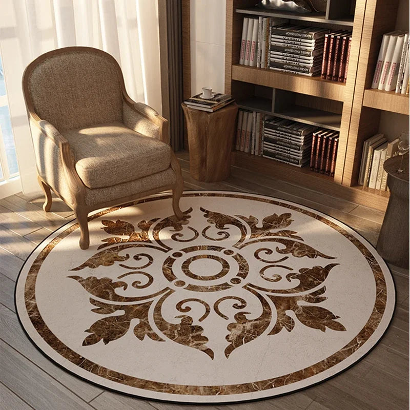 ElegantCircle - Luxe Amerikaanse Ronde Tapijt voor Slaapkamer