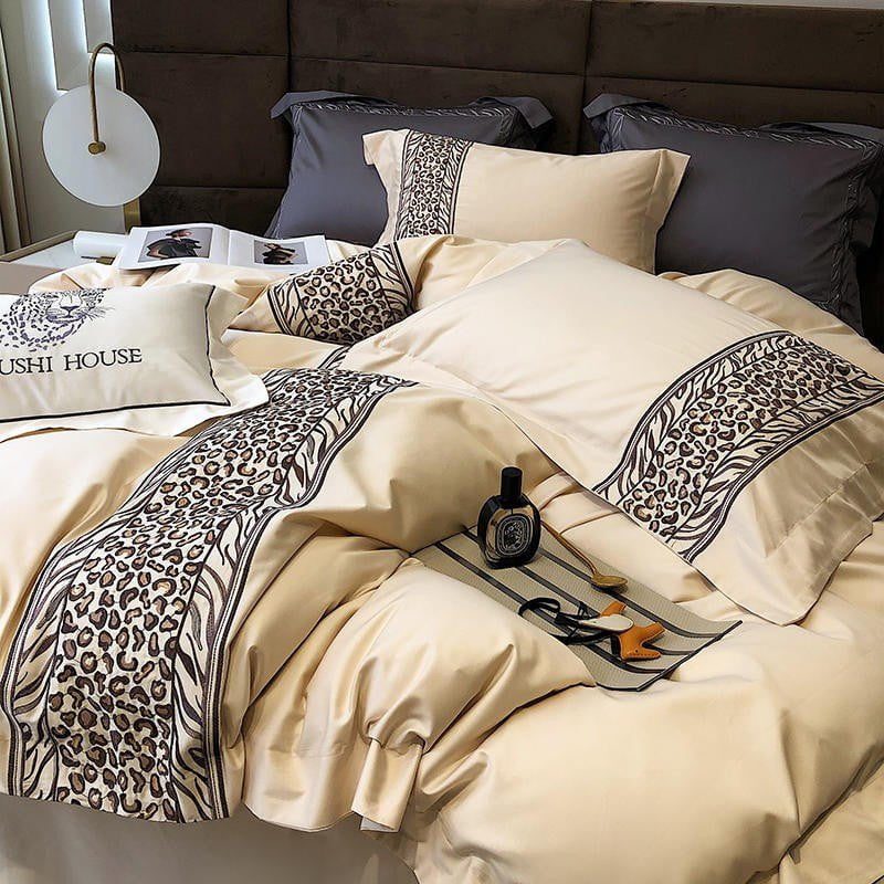 Leopard Grey – Luxe Dekbedovertrekset van Egyptisch Katoen