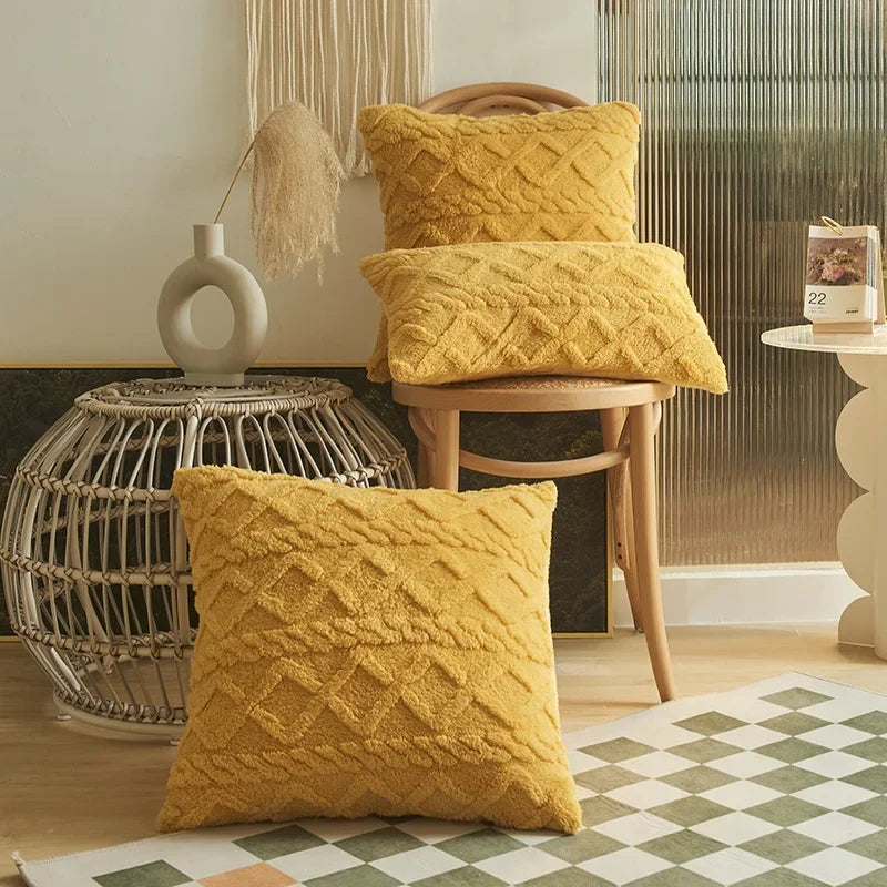 SilkAura Décor Kussenhoes - Luxe Comfort met Geometrische Jacquard