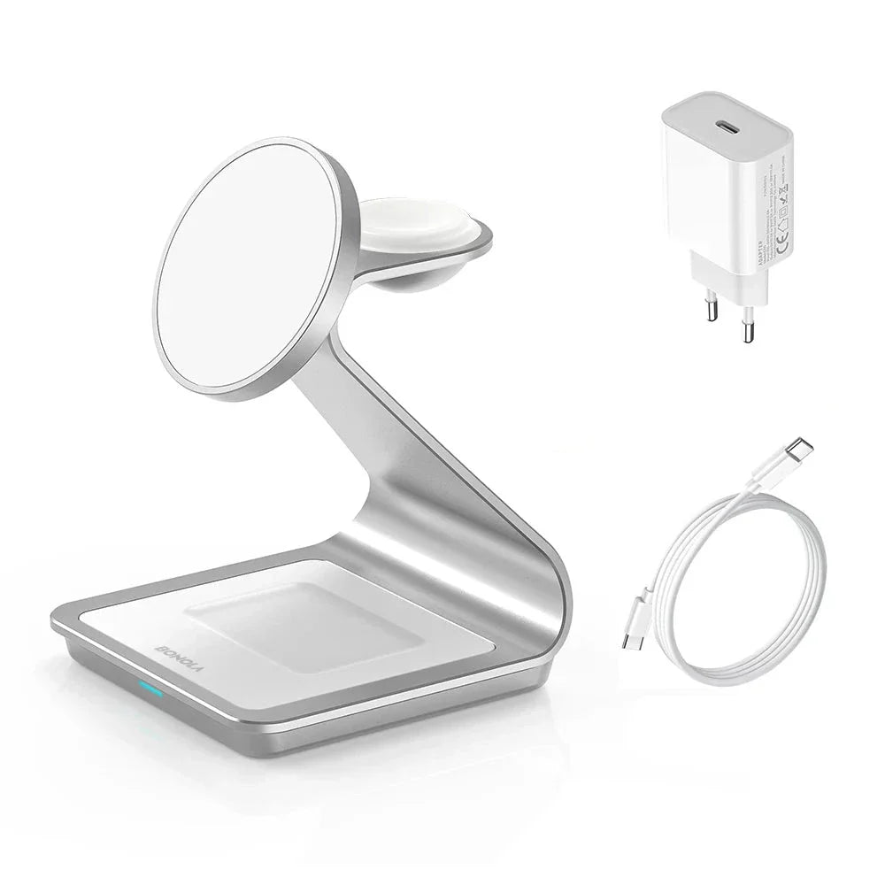 ChargeMaster 3-in-1 Draadloze Oplader - Snel & Stijlvol