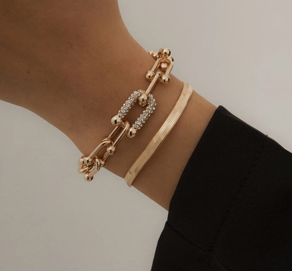 Stunning Bracelet Duo | Exquisite 2-Piece Set in Gold or Silver